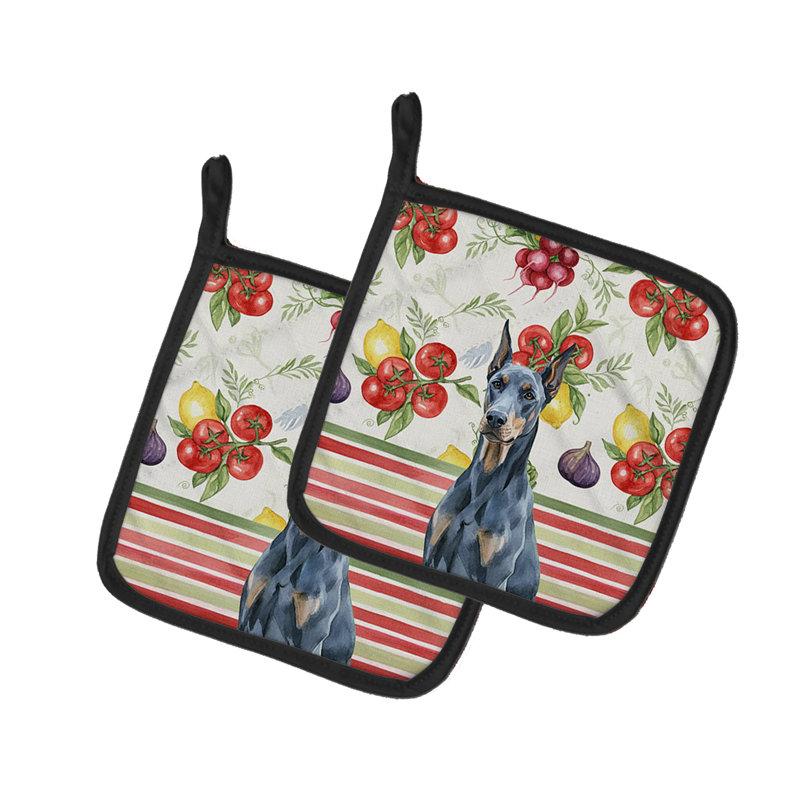 Paire de supports à casseroles Blue Doberman Pinscher, Bleu