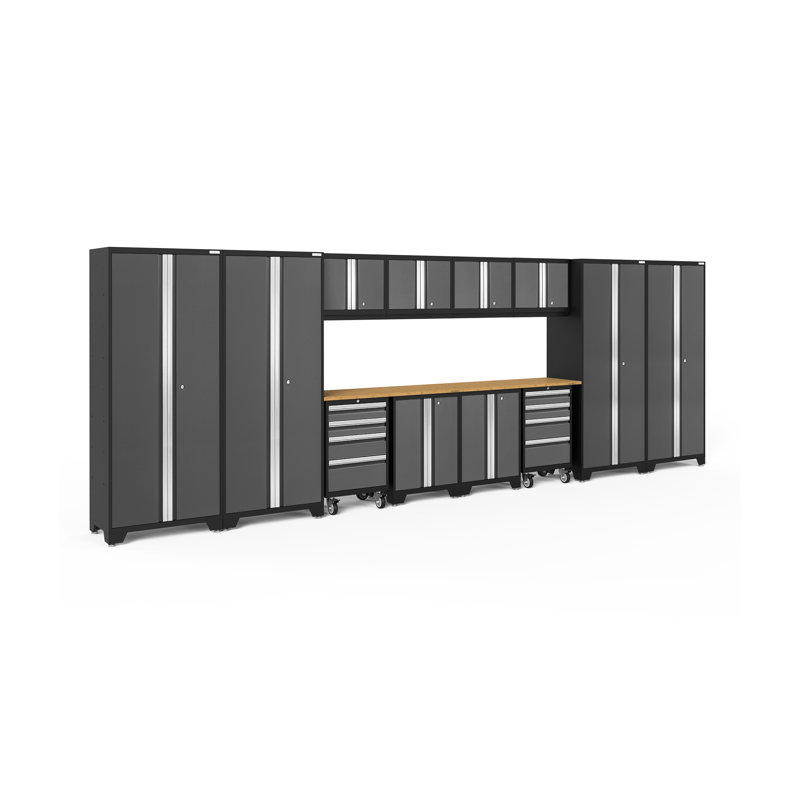 Ensemble de 14 armoires de rangement Bold Series, Gris, Acier inoxydable