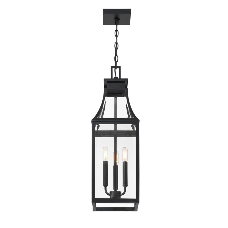 Lanterne suspendue d'extérieur 3 lumières Byrne en noir mat