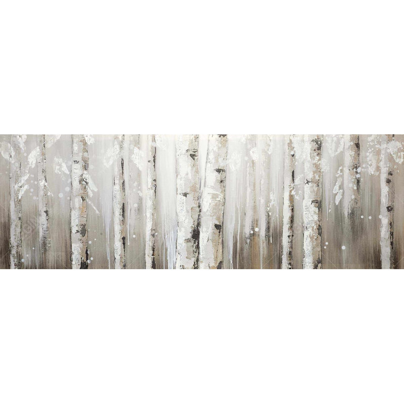 " White Birches On Gray Background "