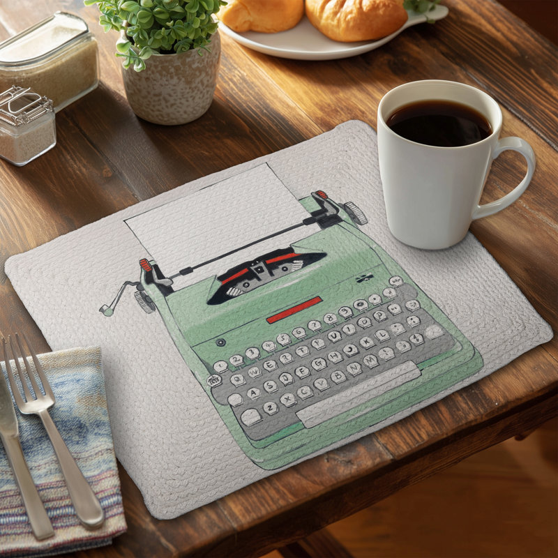 Neo Mint Retro Typewriter Placemat | Home Decor Essential