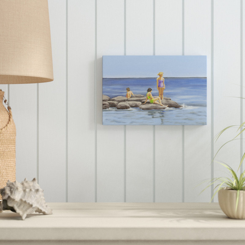 «Beach Scene I», peinture sur toile, H 8 po x l 12 po