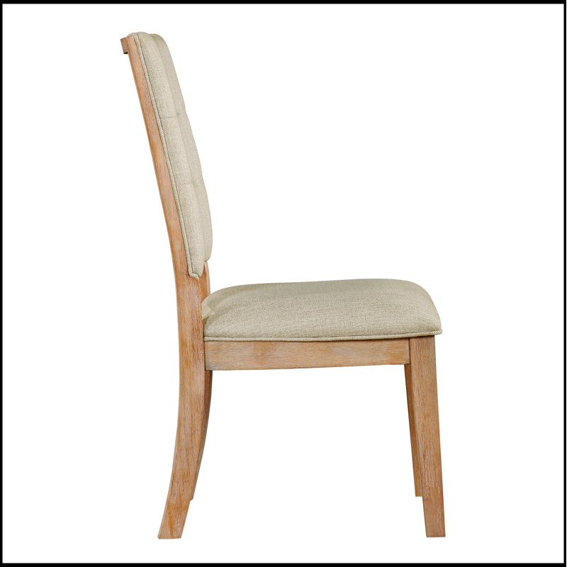 Ensemble de 2 chaises de salle à manger rustiques en chêne clair avec revêtement en tissu beige pour plus de confort et de style