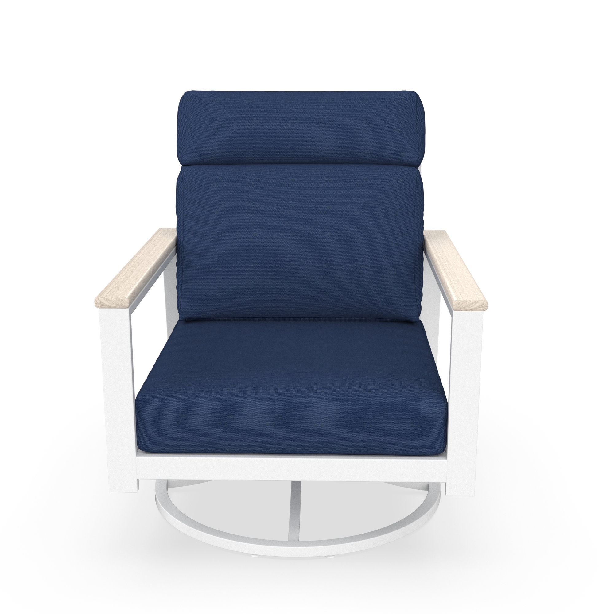 Townsend Metal Outdoor Rocking Chair With Sunbrella Cushion, White, Canvas Navy