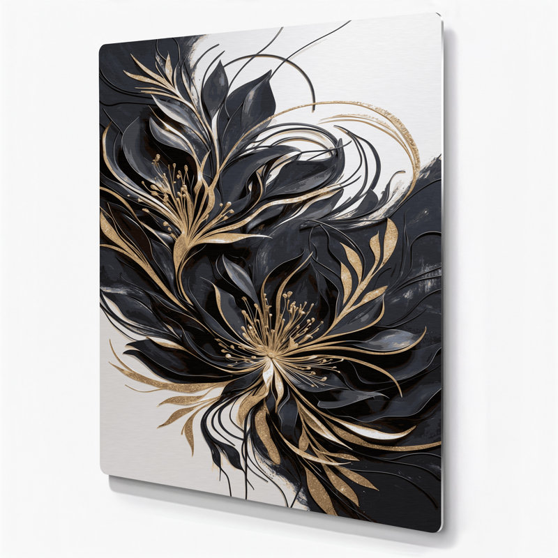 Abstrait floral 82, art mural en métal mauve