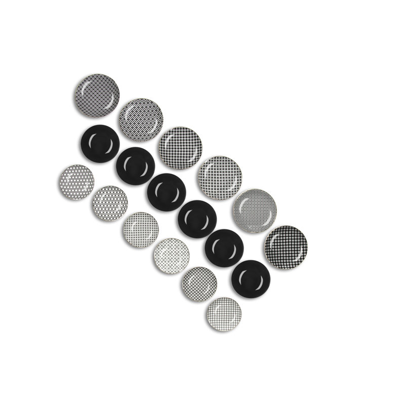 Monochrome 18 Piece Porcelain China Dinnerware Set - Service for 6, Grey