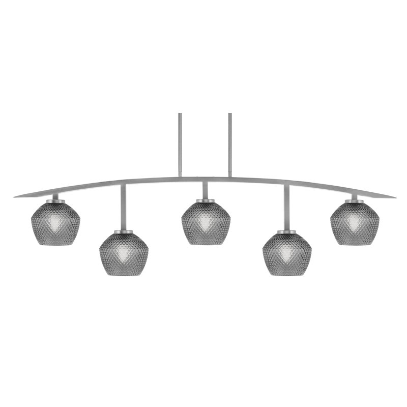 Barre d'éclairage 5 lumières kurve au fini graphite avec verre texturé de 6 po, Noir / transparent
