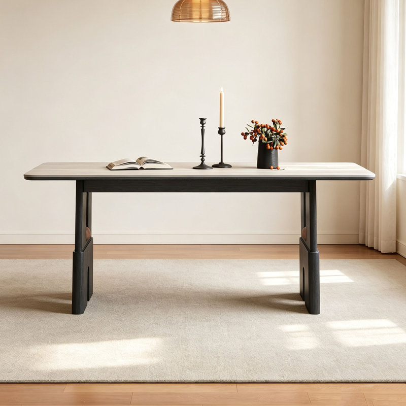 Table Mid-Century en pierre frittée, H 29,5 po x l 63 po x P 31,5 po