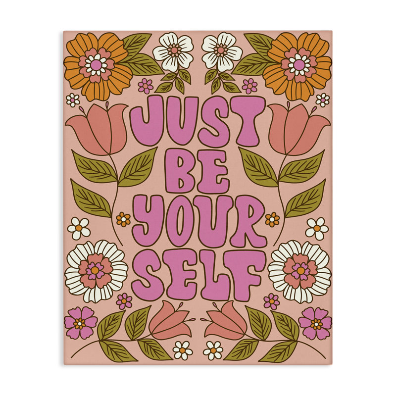 «Be Yourself Flower Power», art mural sur toile par Taylor Shannon Designs, H 20 po x l 16 po