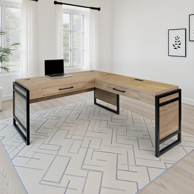 Triche L-Shaped Desk with Built-in Outlets