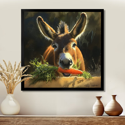 «Whimsical Donkey Carrot» - impression murale d'âne