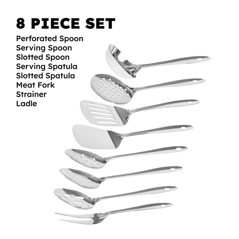 Sleek Stainless Steel 8-Piece Kitchen Utensil Set