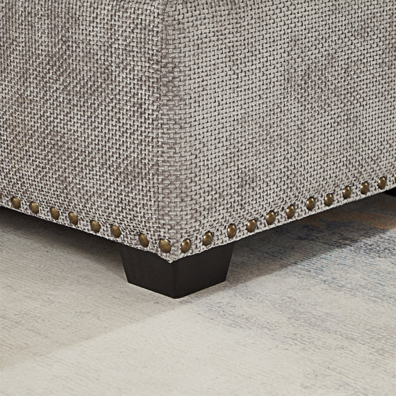 Canapé d'angle modulaire en L avec repose-pieds avec rangement, Gris chenille