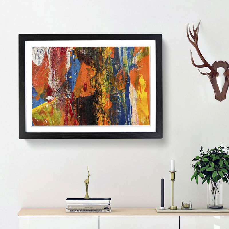 Abstract Art Painting Vol.10 by S.Johnson - Framed Print, Black Framed, 36cm H x 48cm W x 2cm D