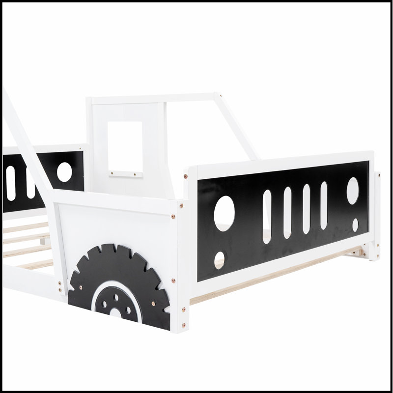 Lit plateforme classique avec roulettes en forme de voiture, parfait pour les chambres d'enfants et les espaces créatifs