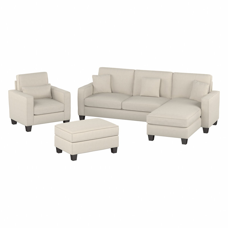 Canapé modulaire faisant face à droite avec repose-pieds avec repose-pieds, Crème, crème
