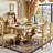 Deluxe Golden Marble Rectangular Dining Table Sets-107276911