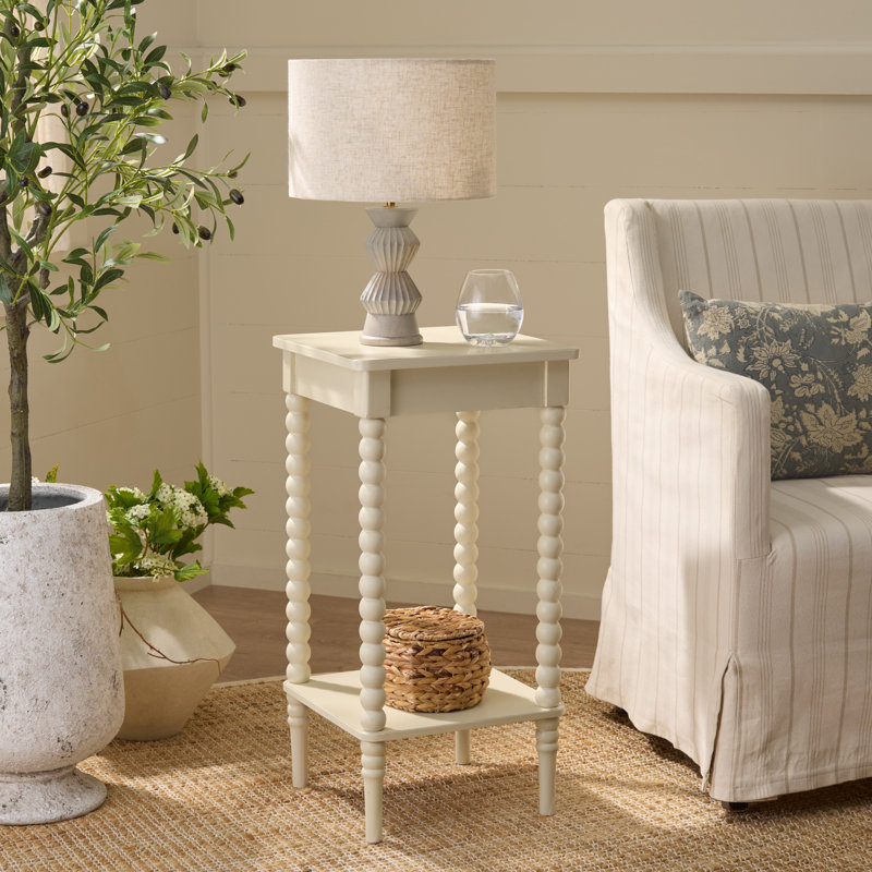 Table d'appoint carrée Netter, Distressed White
