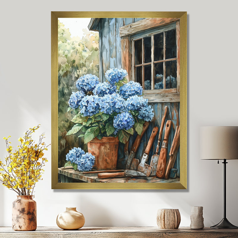Eberly - Floral Wall Art, H 44 po x l 34 po, Reproduction encadrée sans passe-partout, Doré