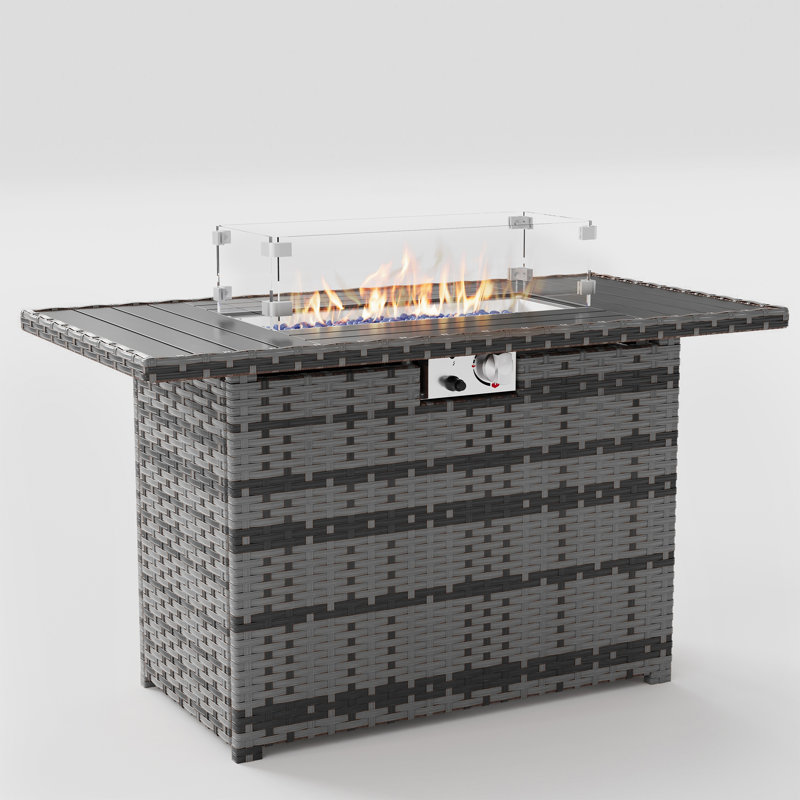 Table de foyer d'extérieur rectangulaire Terkel, Gris