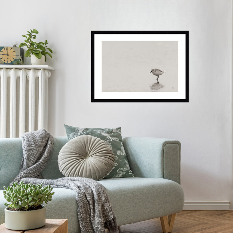 «Tybee Island Sanderling» par Waynesville, reproduction d'art encadrée sur bois, 19 x 25, Noir Svelte
