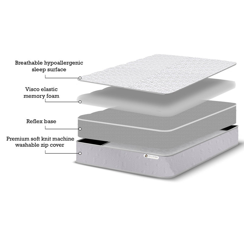 Pureflex Luxury Memory Foam Mattress 10 inch 25 cm Deep, Kingsize (5')
