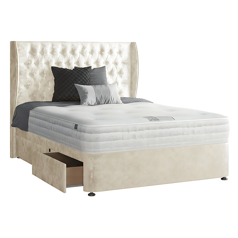 Mandalay Divan Bed Base, Cream, No Drawers, Single