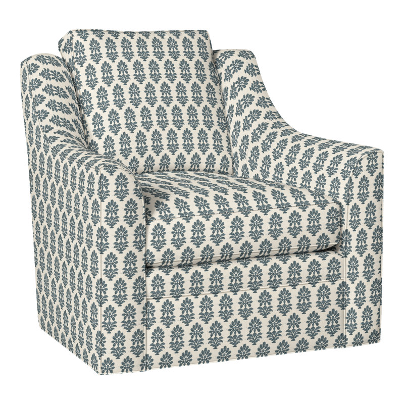 American Bungalow Nicholas Barrel Back Swivel Chair, Perigold Francine Smoke Blue