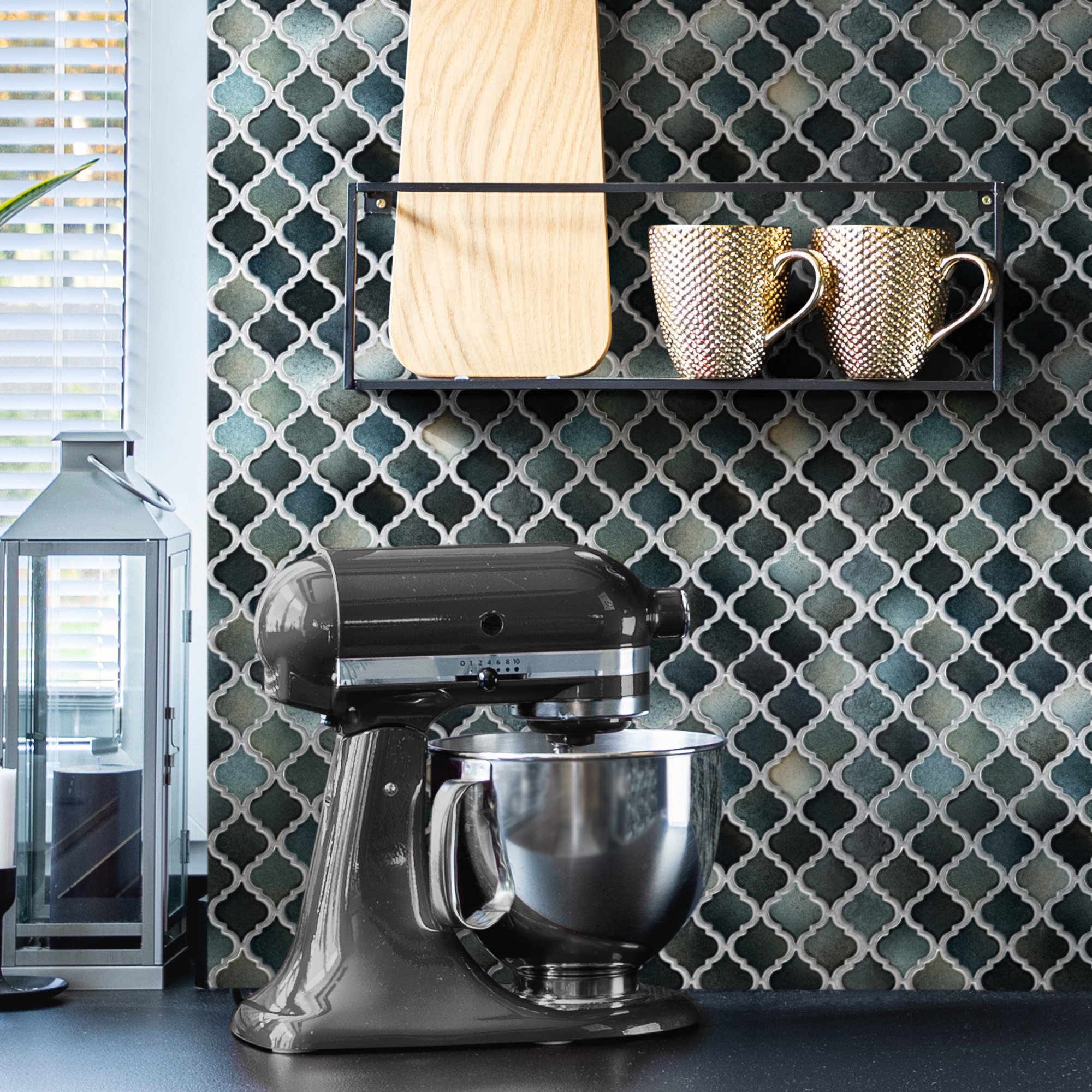 Hudson Penny Round 11-7/8 " x 12-5/8 " Porcelain Mosaic Floor and Wall Tile, Stormy Night
