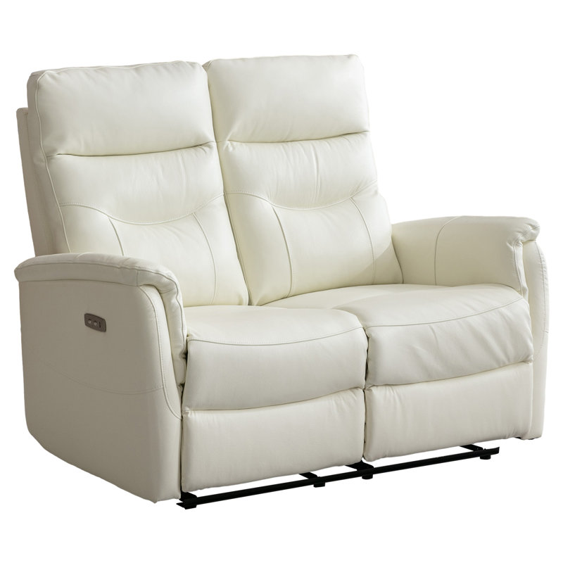 Viradis 52.4" Genuine Leather Zero Clearance Recliner Power Reclining Loveseat With USB Port, 2-Seater Recliner Couch