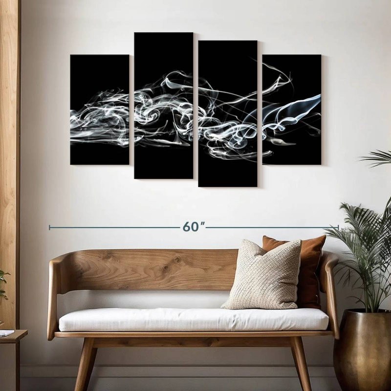 Abstract White Smoke - Shark, 32" H x 52" W