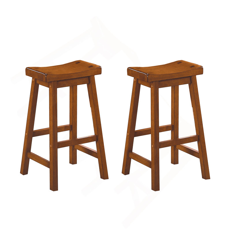 Mobilier de salle à manger décontracté 29 pouces tabourets de bar hauteur 2 pièces ensemble siège de selle en bois de chêne massif