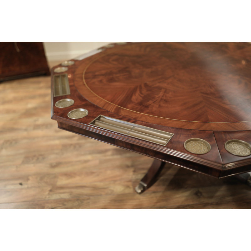 Round Expanding Dining Table & Poker With Table Two Leaf Storage Cabinets
