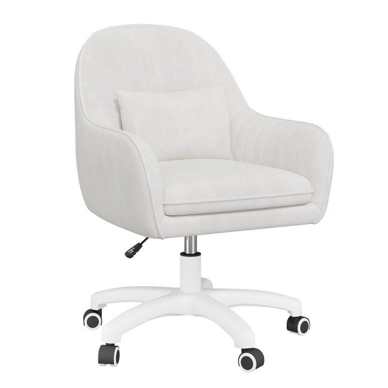 Velvet Office Chair, White