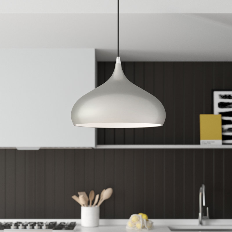 Luminaire suspendu en forme de goutte à 1 lumière Hutchcraft, H 15 po x l 11,75 po x P 11,75 po, Aluminium brossé