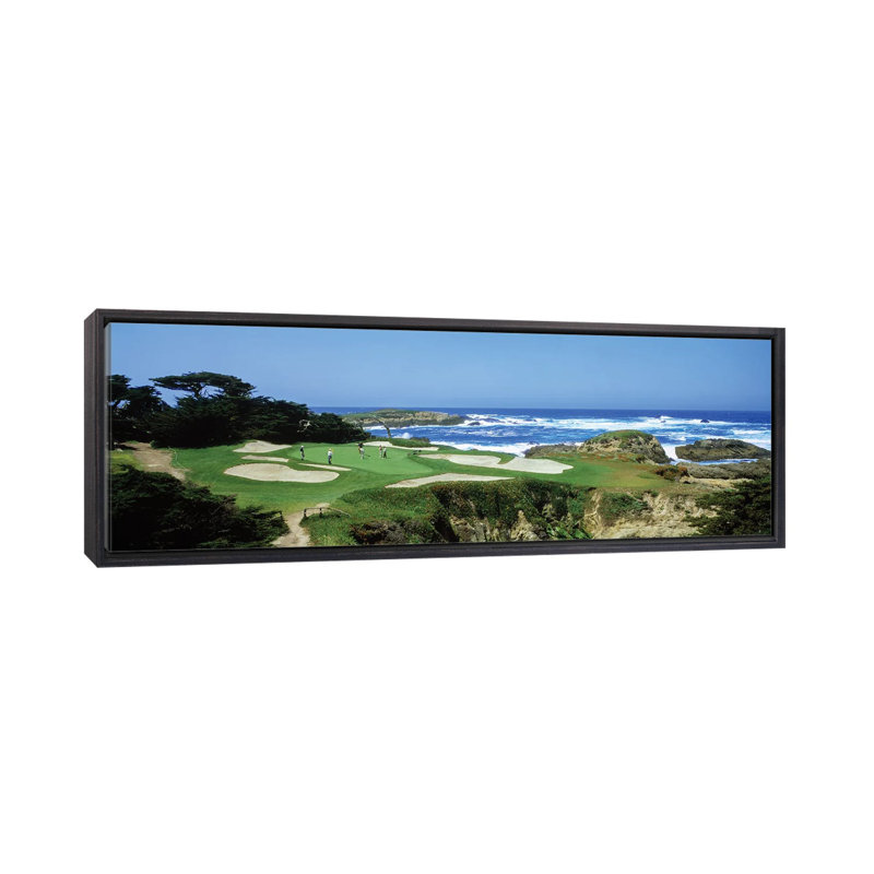 Cypress Point Golf Course, Pebble Beach, CA USA - impression d'art mural encadrée, H 16 po x l 48 po, Noir patiné