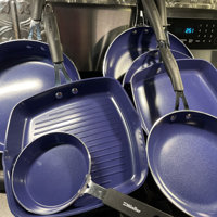 Mueller UltraClad Sapphire Pots and Pans Set Nonstick, 14 Piece Induction Cookware Sets, Aluminum Body, Includes Non Stick Deep Frying Pan, Sauce
