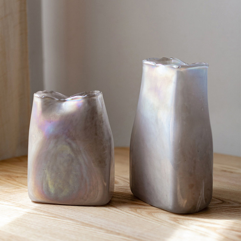 Vase de table en verre argenté intérieur / extérieur, H 10,23 po x l 4,7 po x P 5,9 po