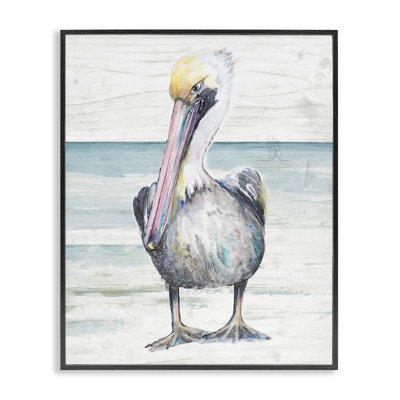 " Pelican Bird Standing Beach Sand Grain " by Patricia Pinto