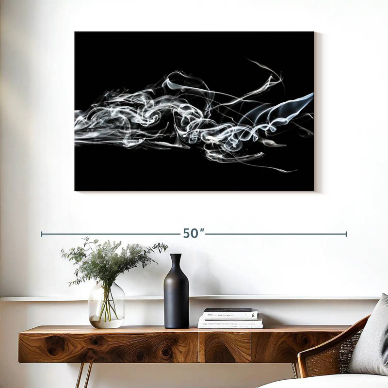 Senne Abstract White Smoke - Shark, 26" H x 39" W