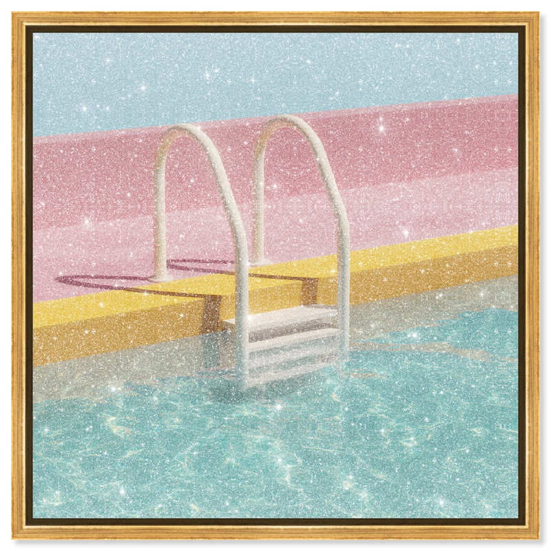 Poolside Symmetry I Print by Oliver Gal, 31"H x 31"W, Gold Floater Frame
