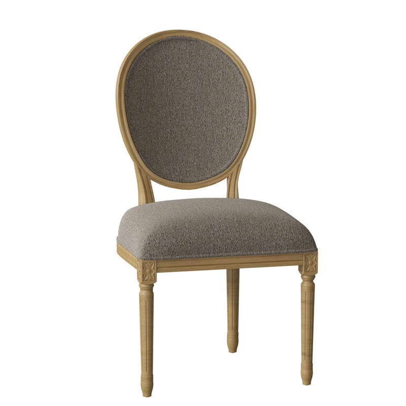 Helena Upholstered King Louis Back Side Chair, Hazelnut, 3156 Linen
