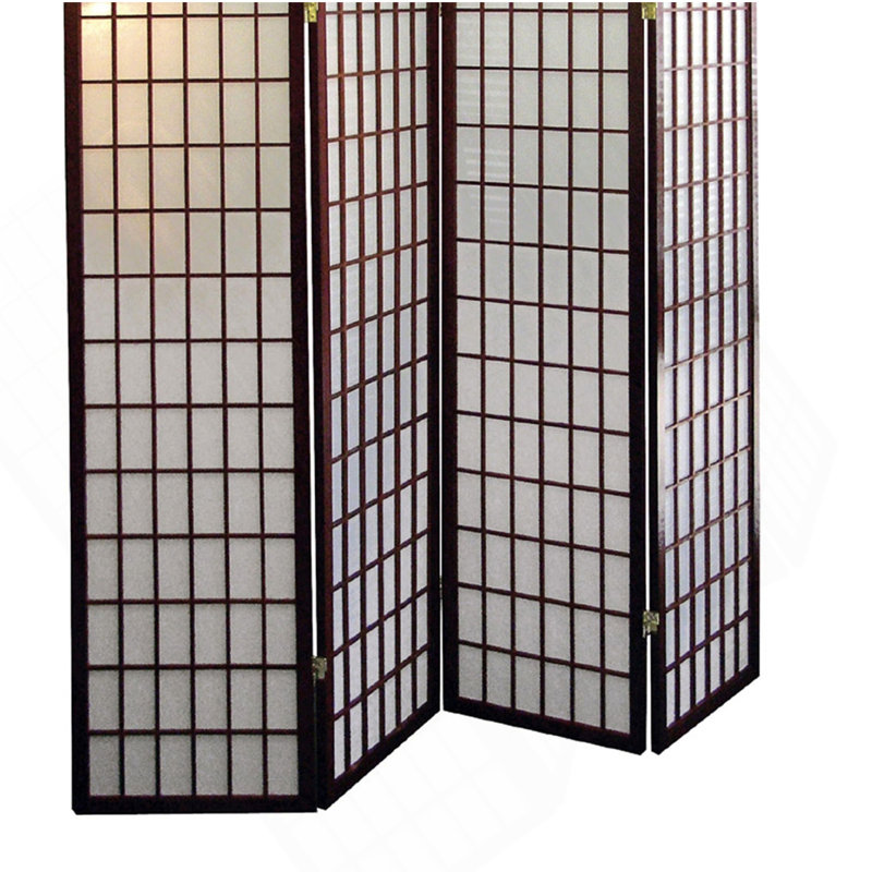Paravent de 70 pouces de hauteur à 4 panneaux de style japonais avec finition cerisier, Cerisier