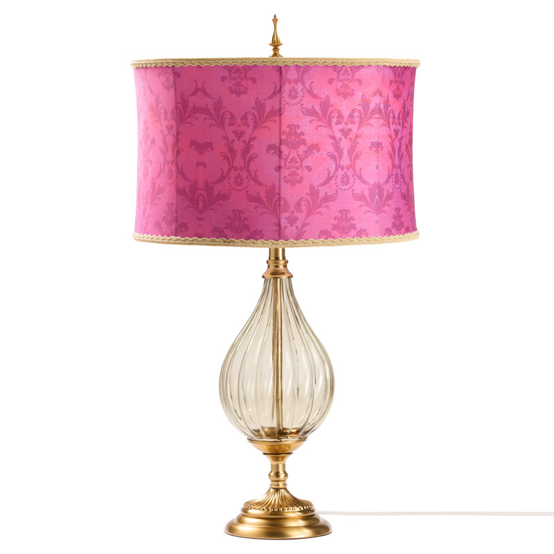 Lampe de table géométrique en verre fuchsia à abat-jour cylindrique H 30,5 po Colette