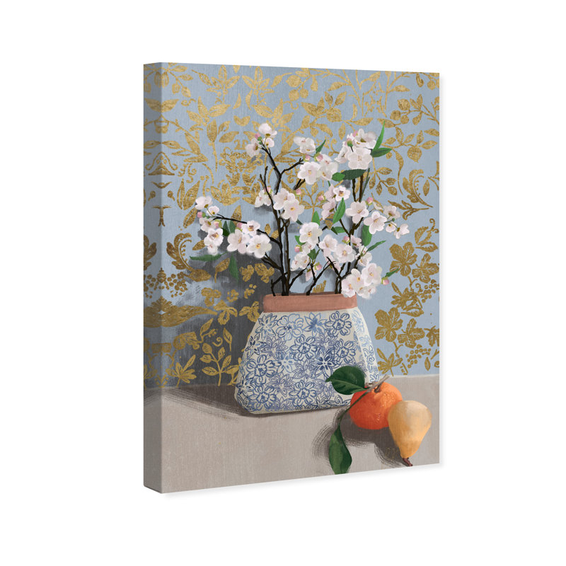 Tangerine Farm Vase - peinture sur toile tendue, H 24 po x l 16 po x P 0,8 po
