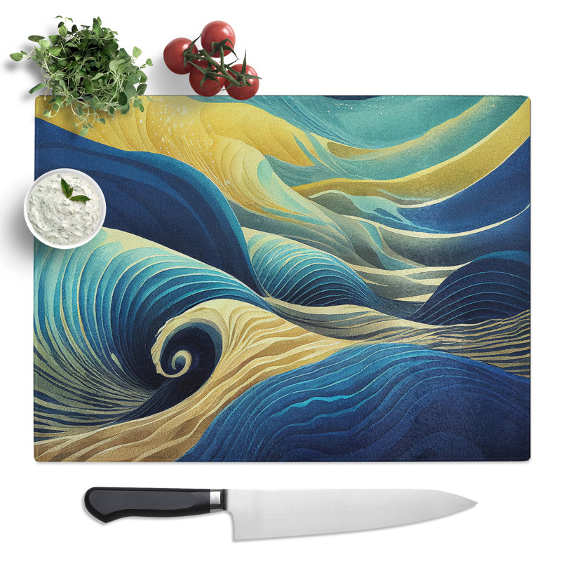 Surrealistic Ocean Wave Vol.3 Abstract  Glass Chopping Board