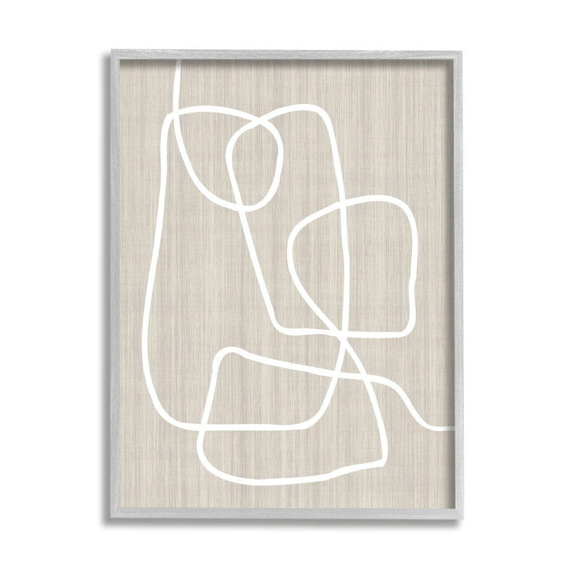 Minimal White Line à motif de grain beige moderne par Alpenglow Workshop, L 16 po x H 20 po, Estampe numérique Farmhouse