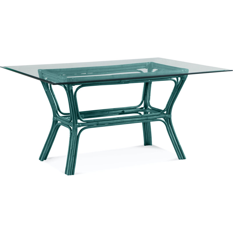 Trellis Glass Dining Table, 42" W x 60" L, Ocean