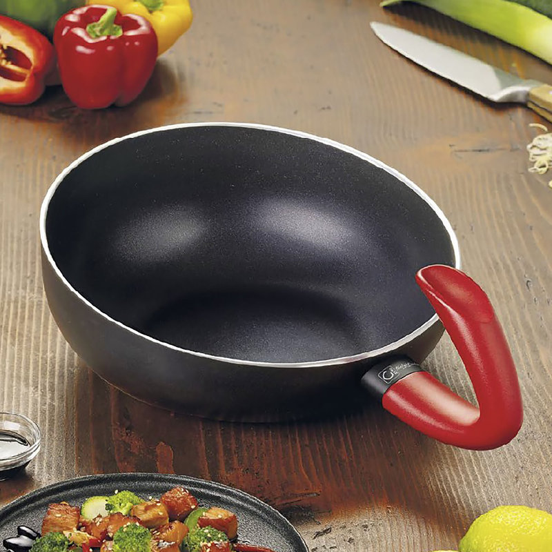 Wok incliné en aluminium forgé antiadhésif italien