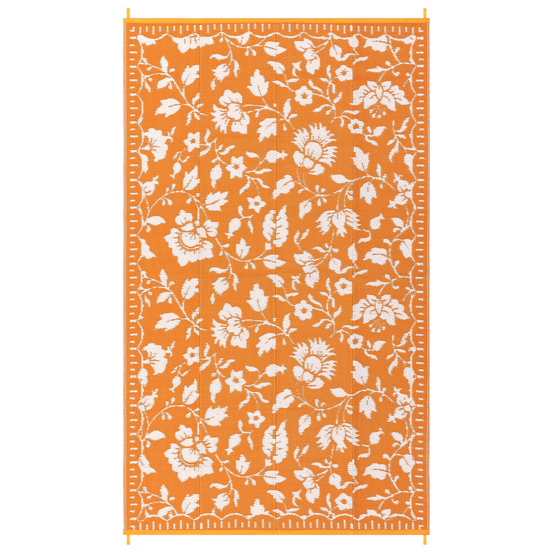 Floral Outdoor Rug Patio Waterproof Foldable Reversible Plastic Straw Rug for RV Camping, Picnic, Beach, Balcony, Deck & Garden